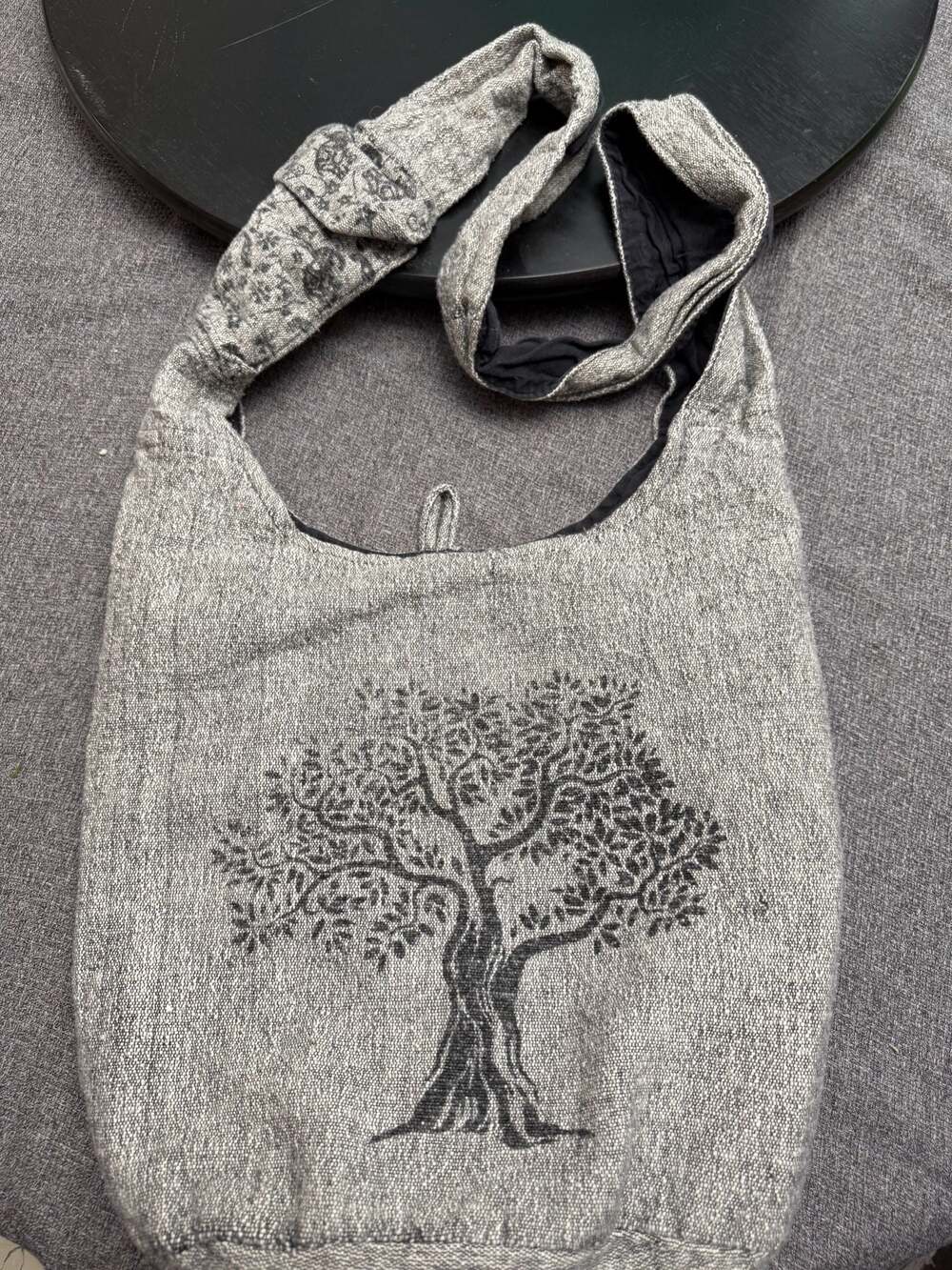 Kathmandu Imports Grey Tree of Life Hippie Hobo Sling Crossbody Bag